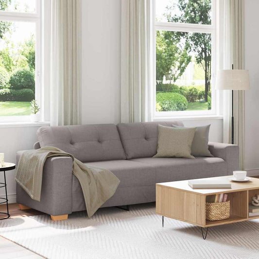 3-Sitzer Sofa mit Kissen Taupe Stoff