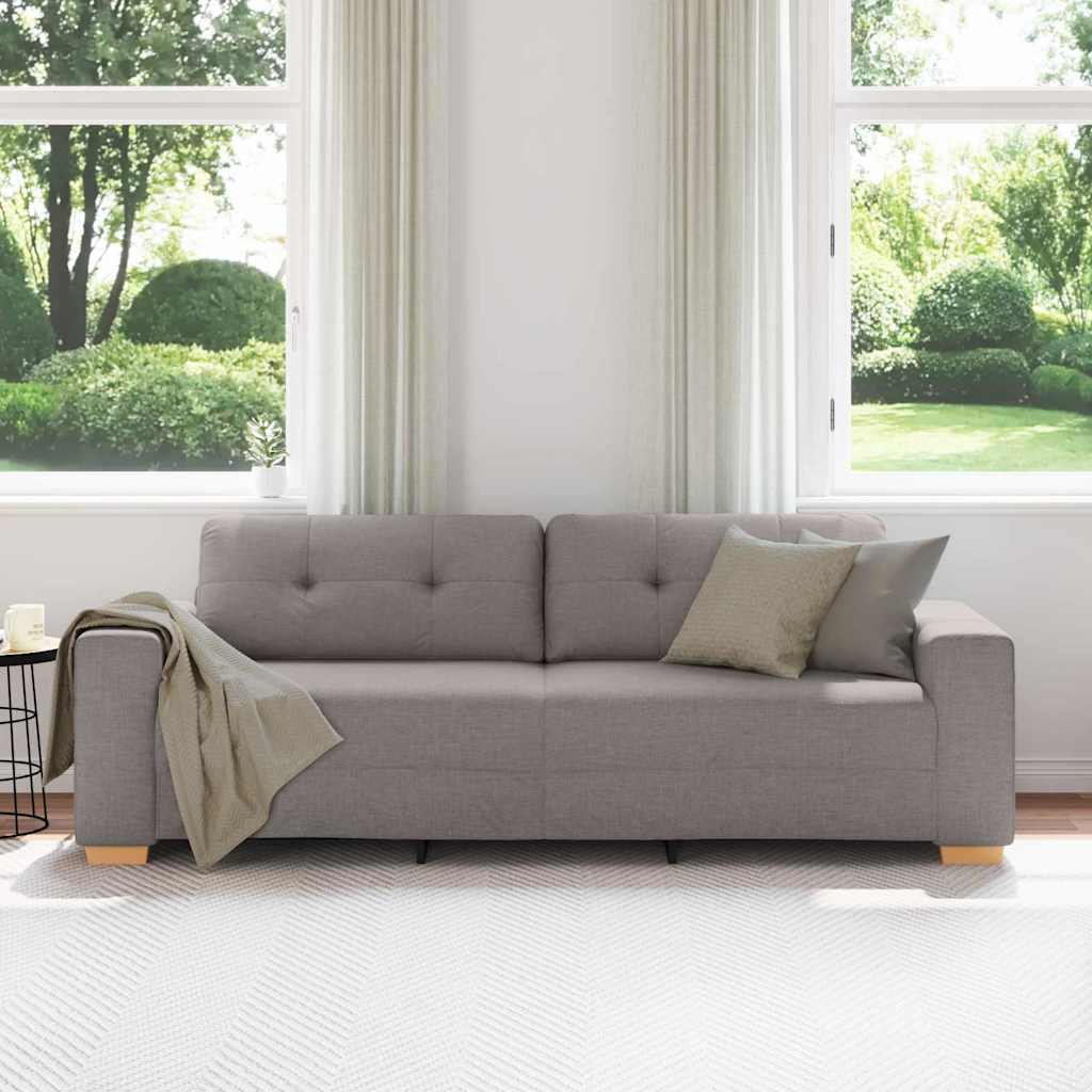3-Sitzer Sofa mit Kissen Taupe Stoff