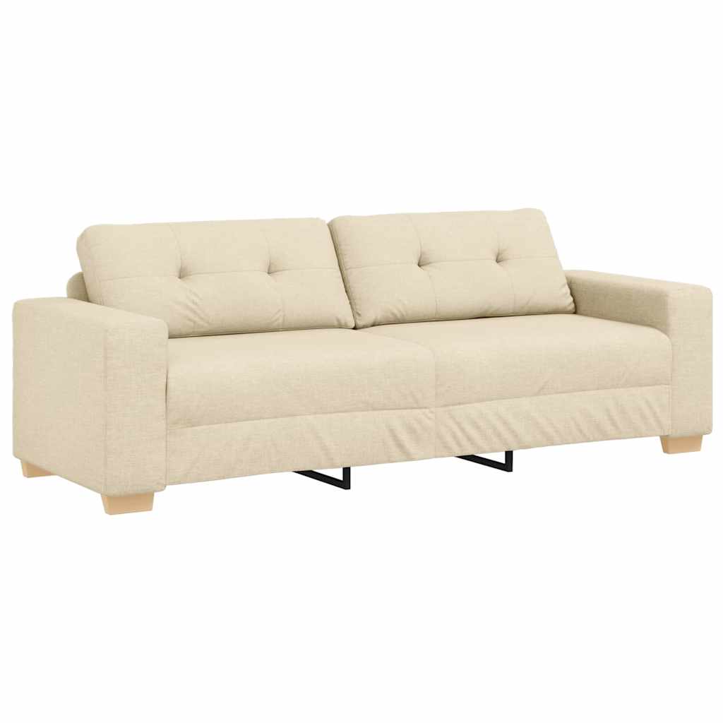 3-Sitzer Sofa mit Kissen Creme Stoff