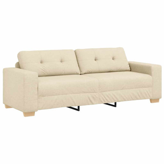 3-Sitzer Sofa mit Kissen Creme Stoff