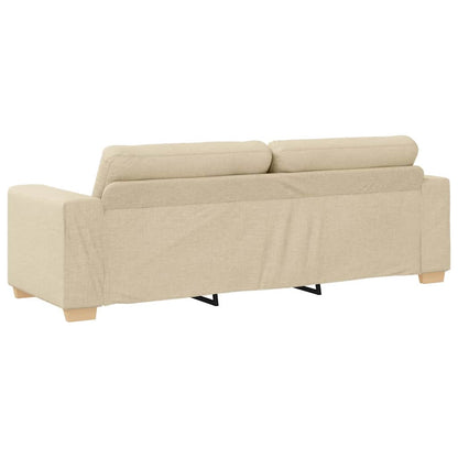 3-Sitzer Sofa mit Kissen Creme Stoff