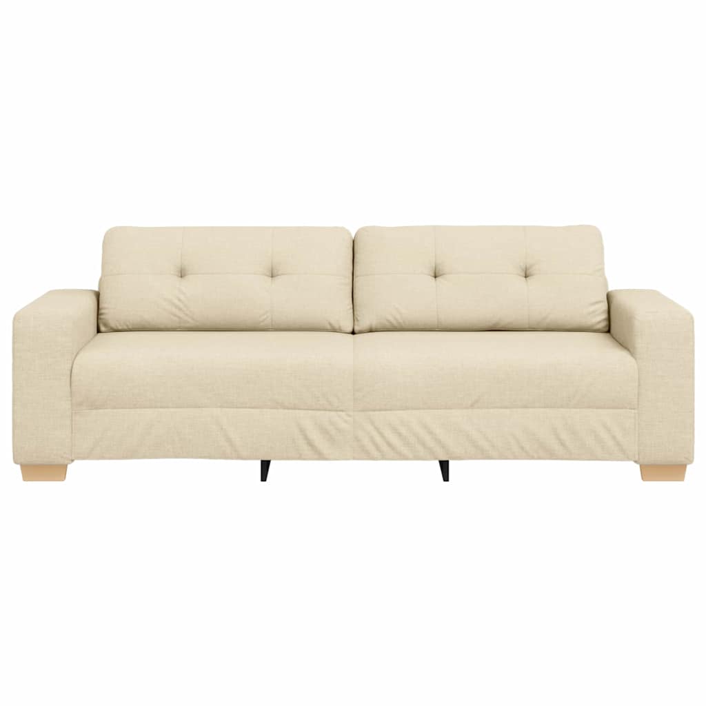 3-Sitzer Sofa mit Kissen Creme Stoff