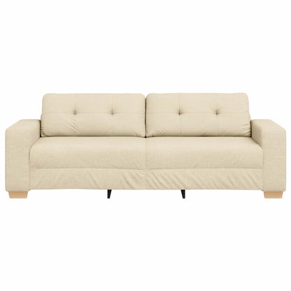 3-Sitzer Sofa mit Kissen Creme Stoff