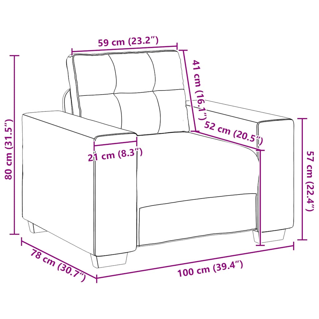 Sessel Blau 60 cm Samt