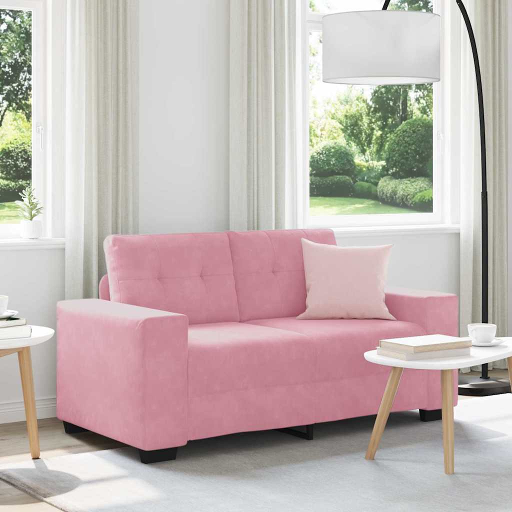 | Zweisitzer-Sofa | mit Kissen Rosa Samt