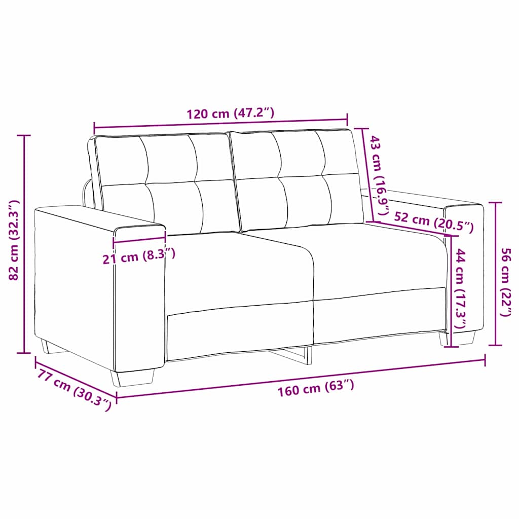 | Zweisitzer-Sofa | mit Kissen Rosa Samt