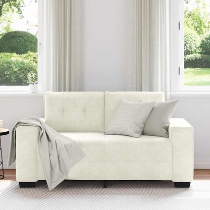 | Zweisitzer-Sofa | mit Kissen Creme Samt