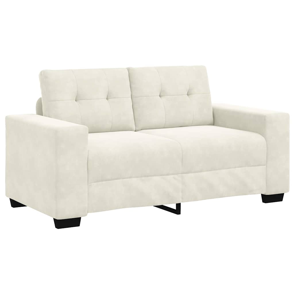 | Zweisitzer-Sofa | mit Kissen Creme Samt