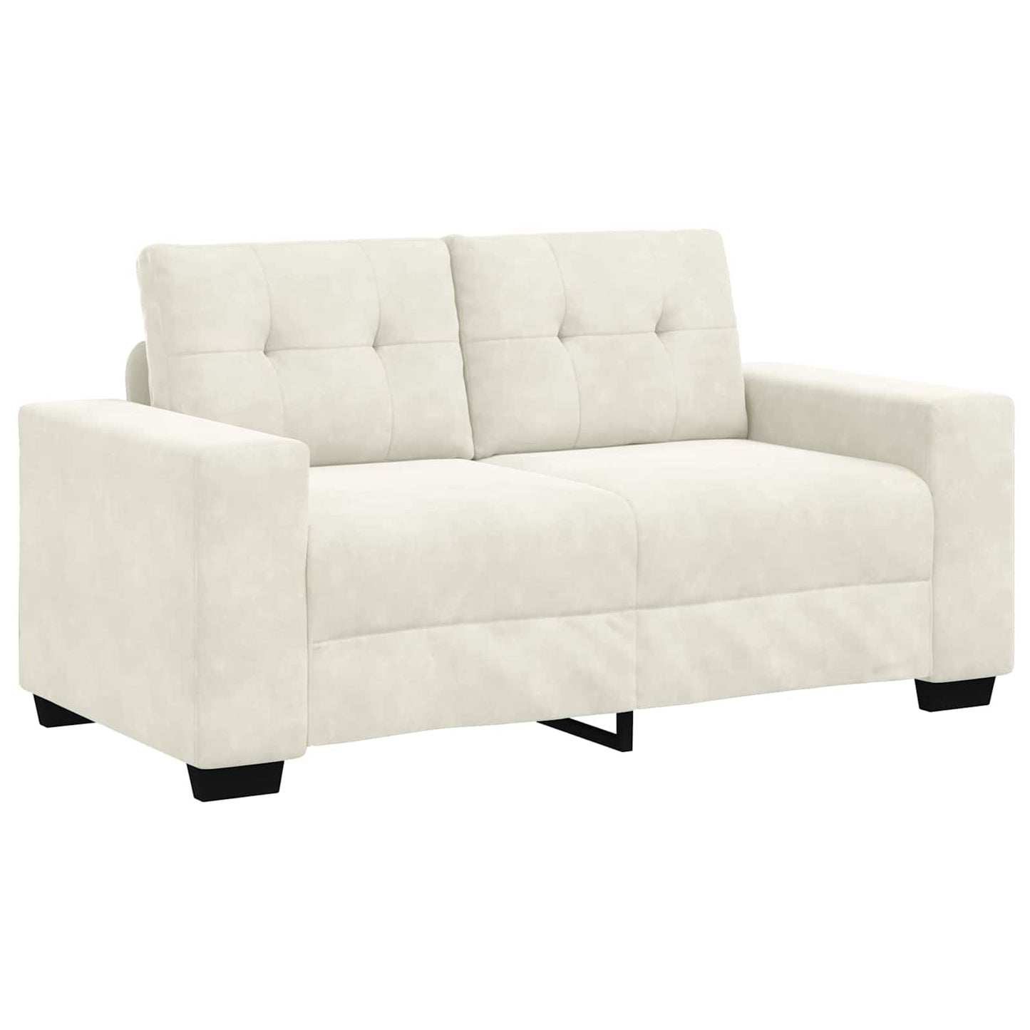 | Zweisitzer-Sofa | mit Kissen Creme Samt