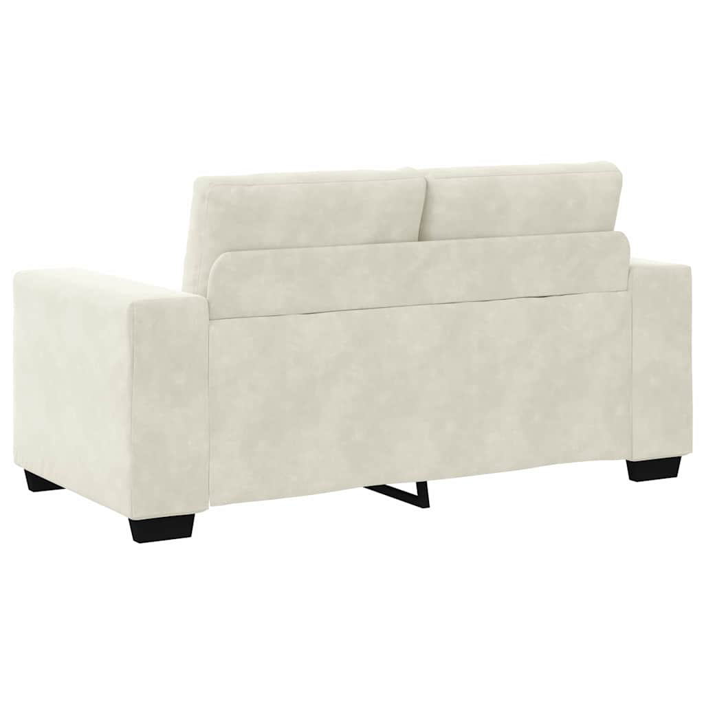 | Zweisitzer-Sofa | mit Kissen Creme Samt