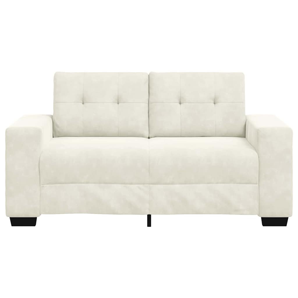 | Zweisitzer-Sofa | mit Kissen Creme Samt