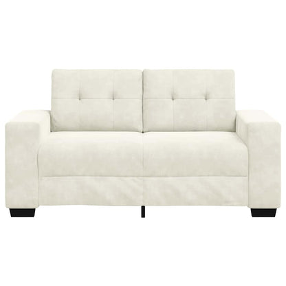 | Zweisitzer-Sofa | mit Kissen Creme Samt