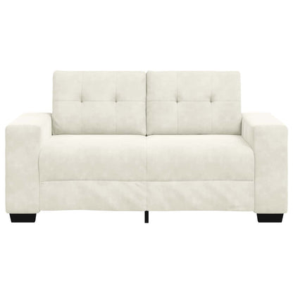 | Zweisitzer-Sofa | mit Kissen Creme Samt