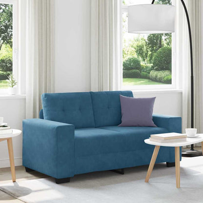 | Zweisitzer-Sofa | mit Kissen Blau Samt