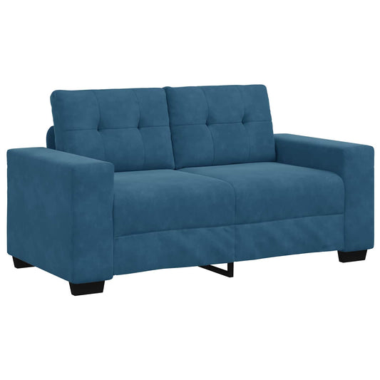 | Zweisitzer-Sofa | mit Kissen Blau Samt
