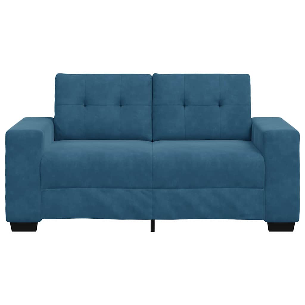 | Zweisitzer-Sofa | mit Kissen Blau Samt