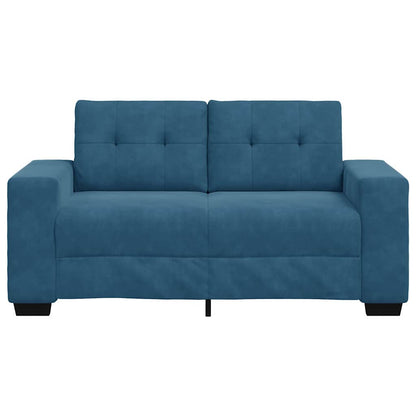 | Zweisitzer-Sofa | mit Kissen Blau Samt