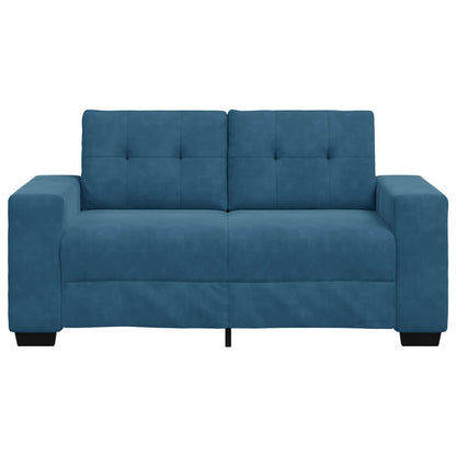 | Zweisitzer-Sofa | mit Kissen Blau Samt