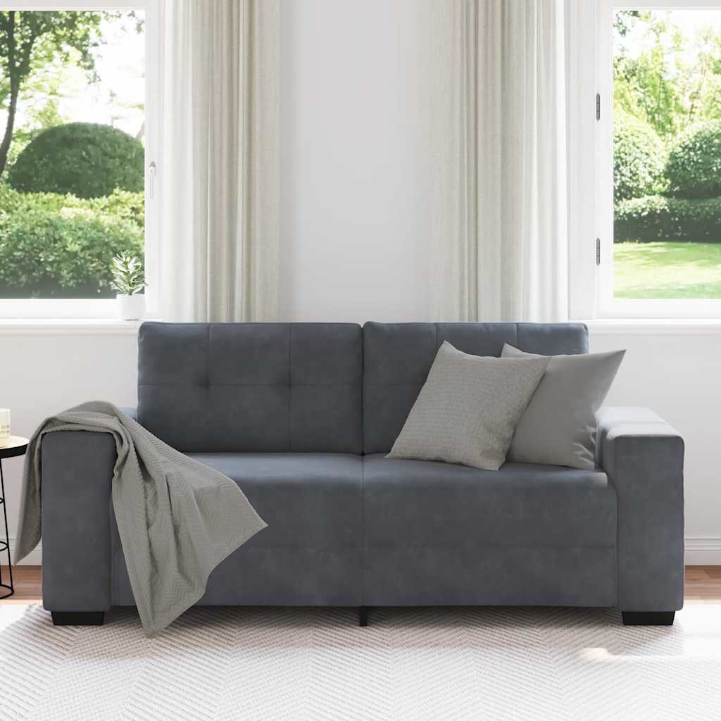 Zweisitzer-Sofa Dunkelgrau 140 cm Samt