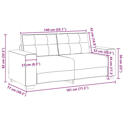 Zweisitzer-Sofa Creme 140 cm Samt