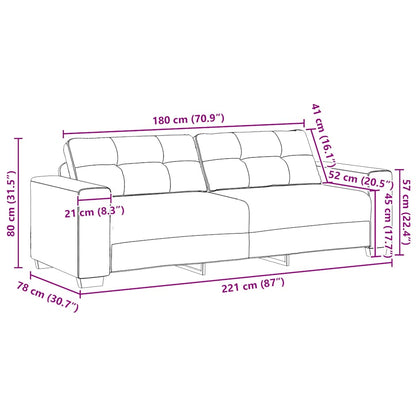 3-Sitzer-Sofa Hellgrau 180 cm Samt