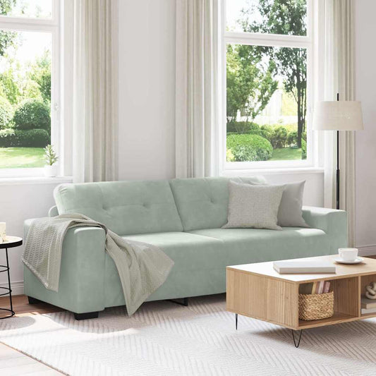 3-Sitzer-Sofa Hellgrau 180 cm Samt