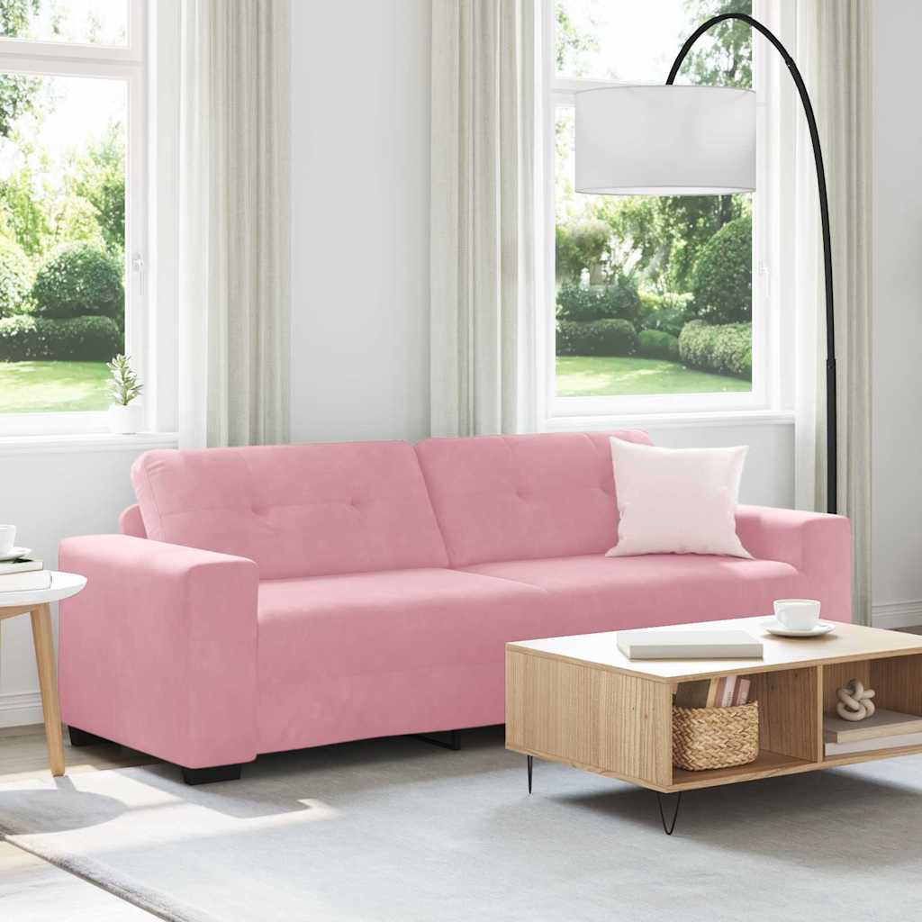 | 3-Sitzer-Sofa | mit Kissen Rosa Samt