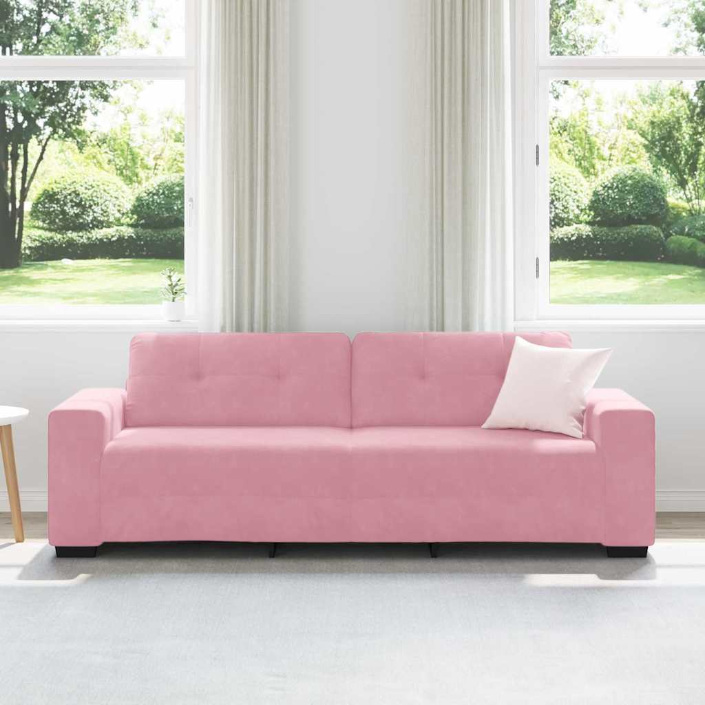 | 3-Sitzer-Sofa | mit Kissen Rosa Samt