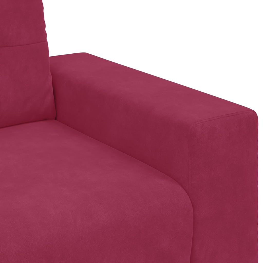 3-Sitzer Sofa mit Kissen Weinrot Samt