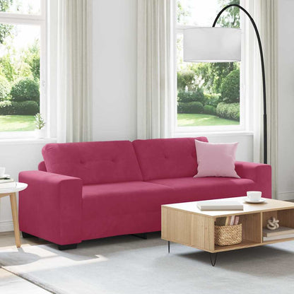 3-Sitzer Sofa mit Kissen Weinrot Samt