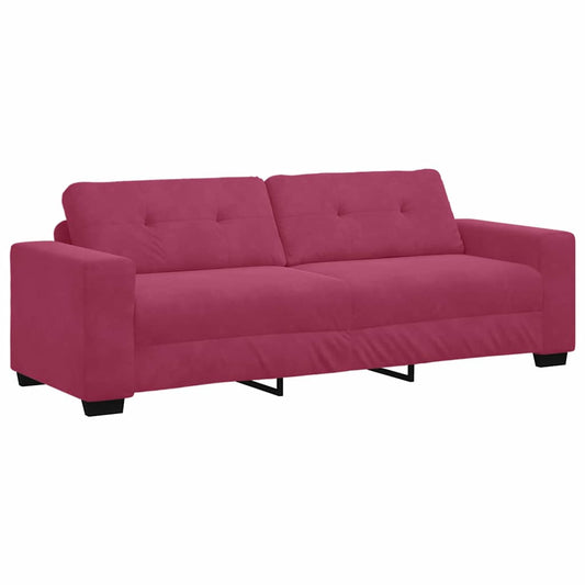 3-Sitzer Sofa mit Kissen Weinrot Samt