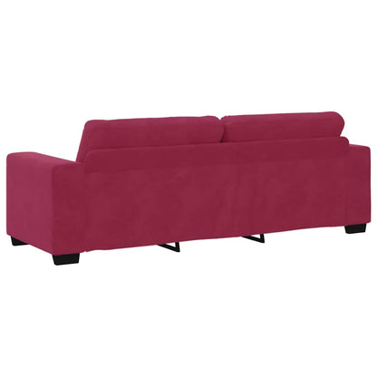 3-Sitzer Sofa mit Kissen Weinrot Samt