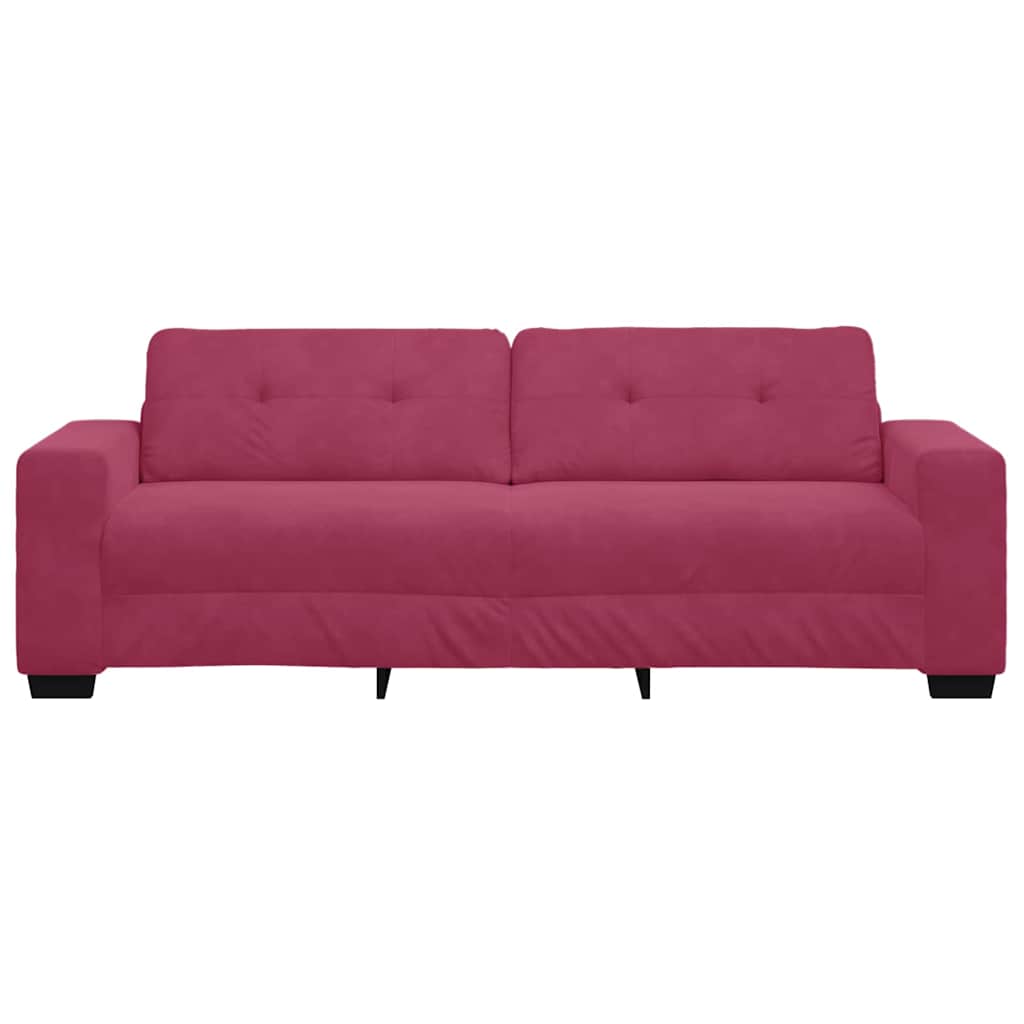 3-Sitzer Sofa mit Kissen Weinrot Samt