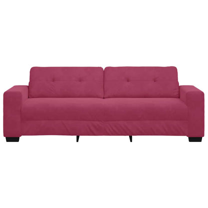 3-Sitzer Sofa mit Kissen Weinrot Samt