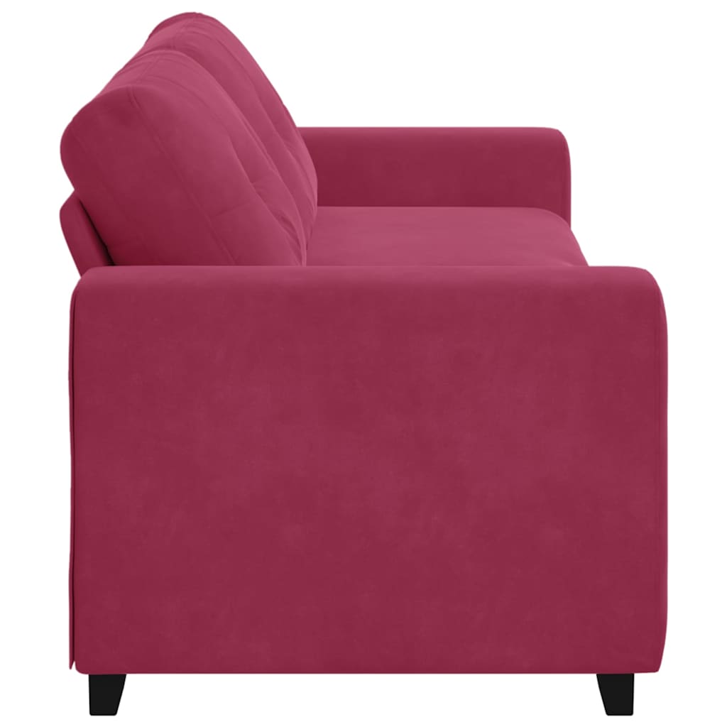 3-Sitzer Sofa mit Kissen Weinrot Samt