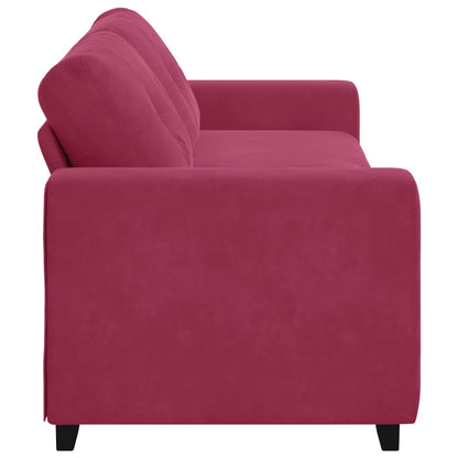 3-Sitzer Sofa mit Kissen Weinrot Samt