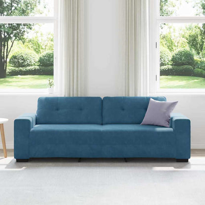 | Blauer Samtsofa | mit Kissen Blau Samt