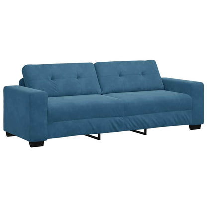| Blauer Samtsofa | mit Kissen Blau Samt