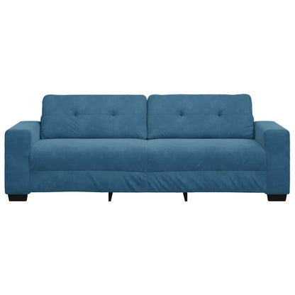 | Blauer Samtsofa | mit Kissen Blau Samt