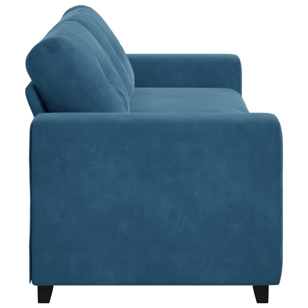 | Blauer Samtsofa | mit Kissen Blau Samt