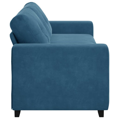 | Blauer Samtsofa | mit Kissen Blau Samt
