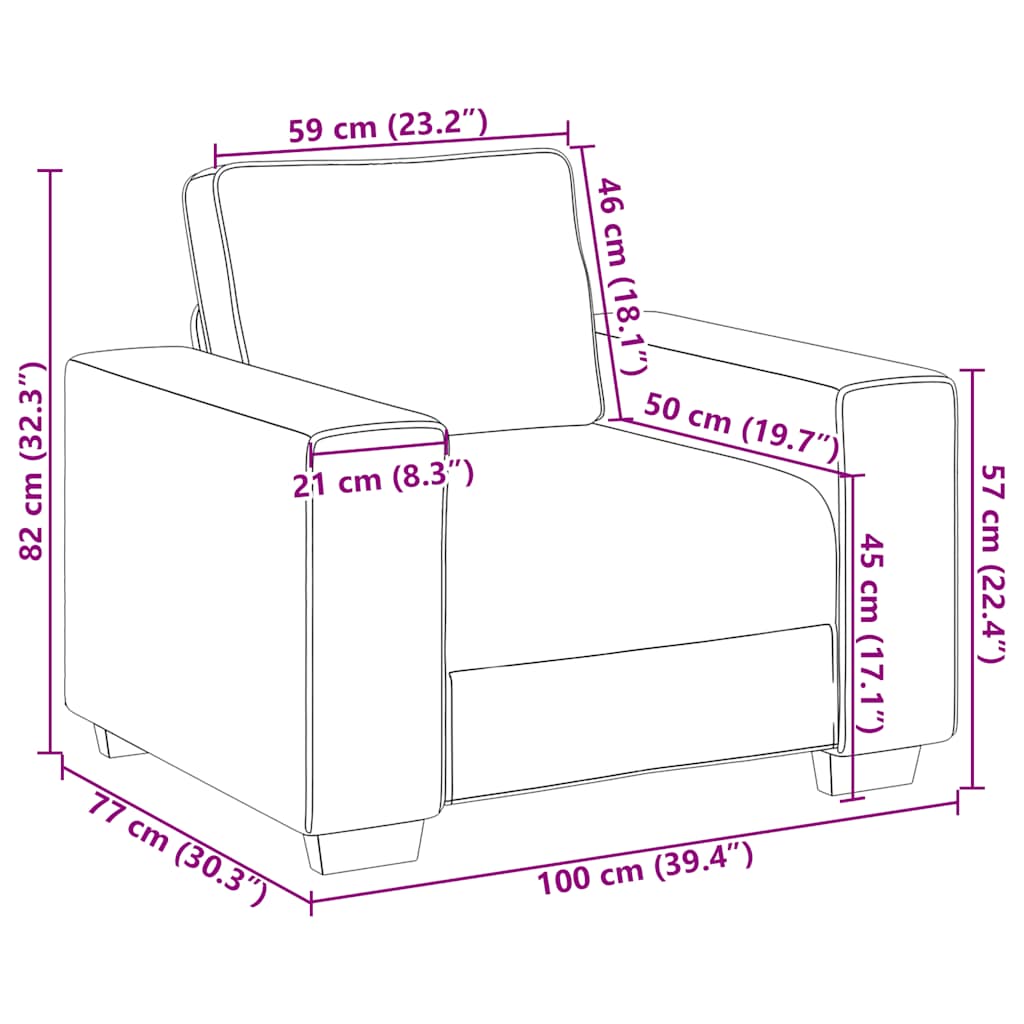 Sessel Wolkengrau 60 cm Stoff