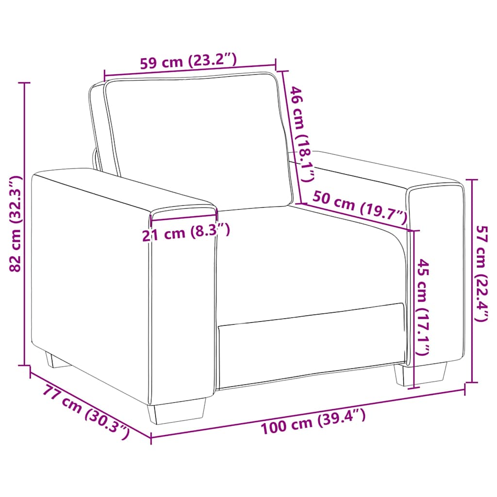 Sessel 60 cm Leinen