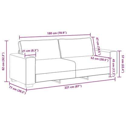 3-Sitzer-Sofa Weinrot 180 cm Stoff