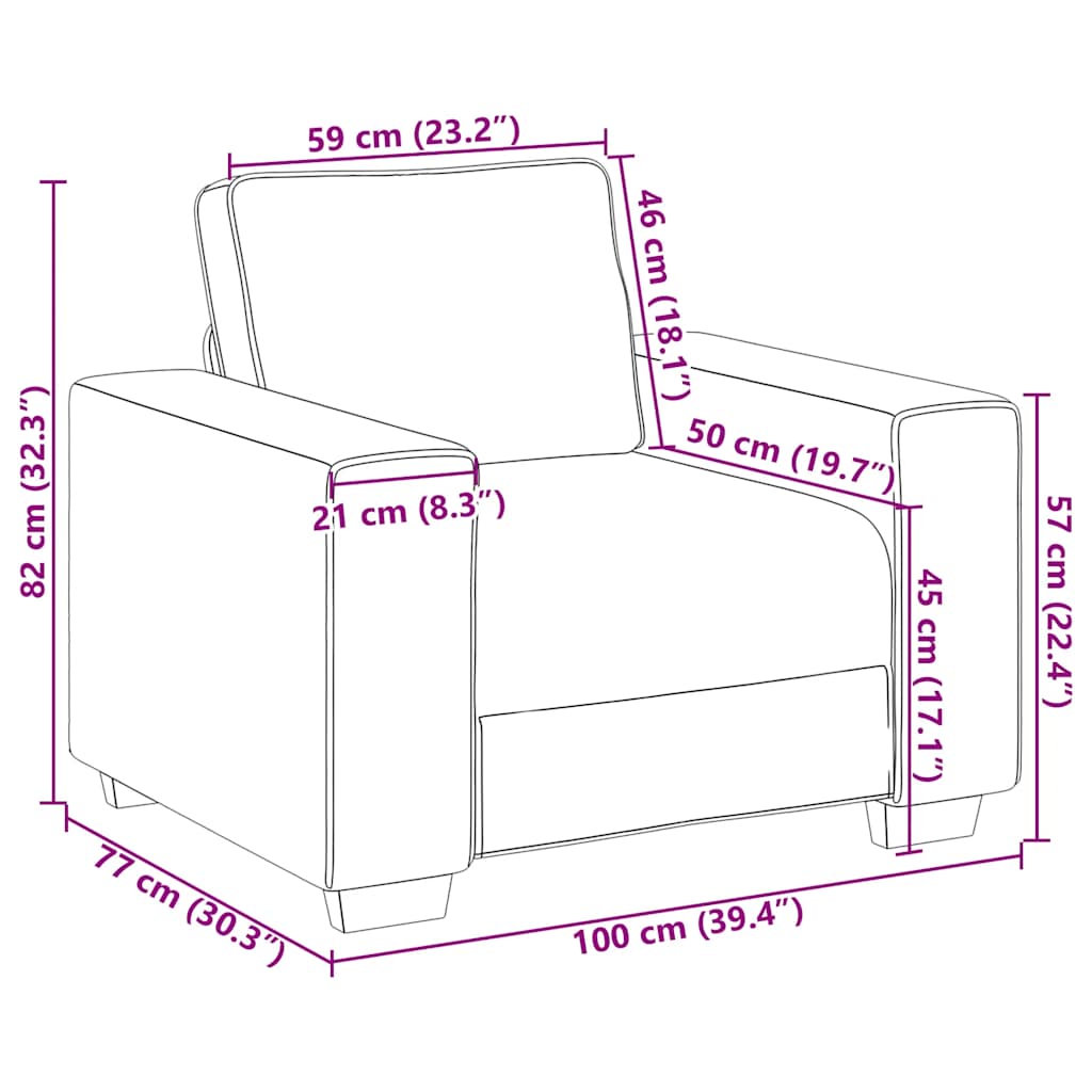 Sessel Dunkelgrau 60 cm Cordstoff