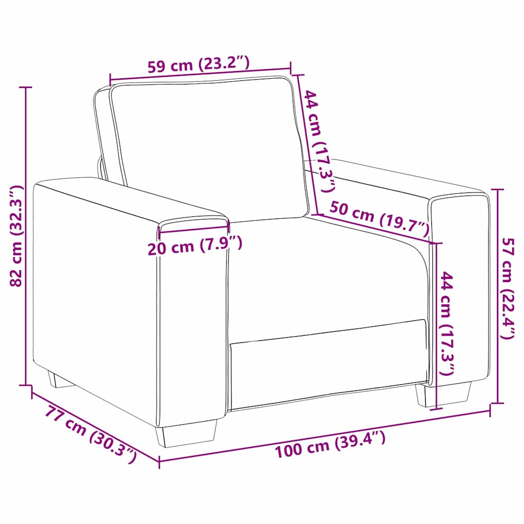 Sofa Creme 100 x 77 x 82 cm Stoff
