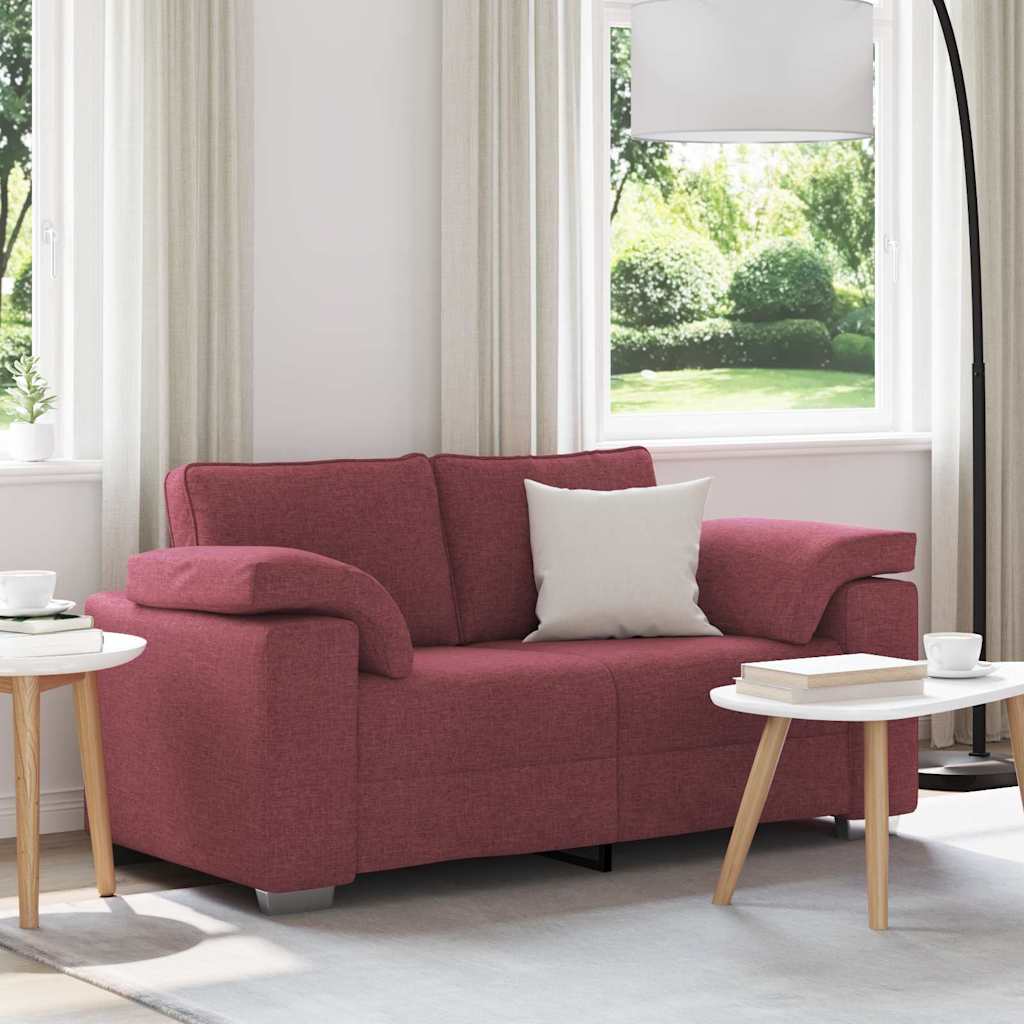 Sofa mit Kissen Weinrot 160 x 77 x 82 cm Stoff