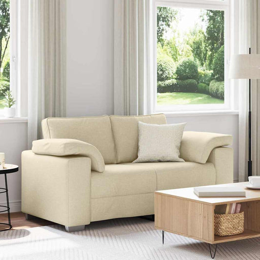 Sofa mit Kissen Creme 160 x 77 x 82 cm Stoff