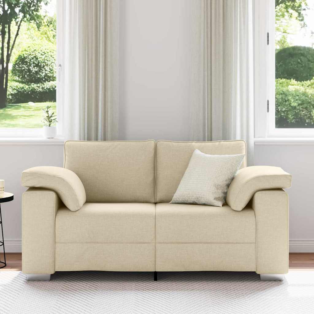 Sofa mit Kissen Creme 160 x 77 x 82 cm Stoff