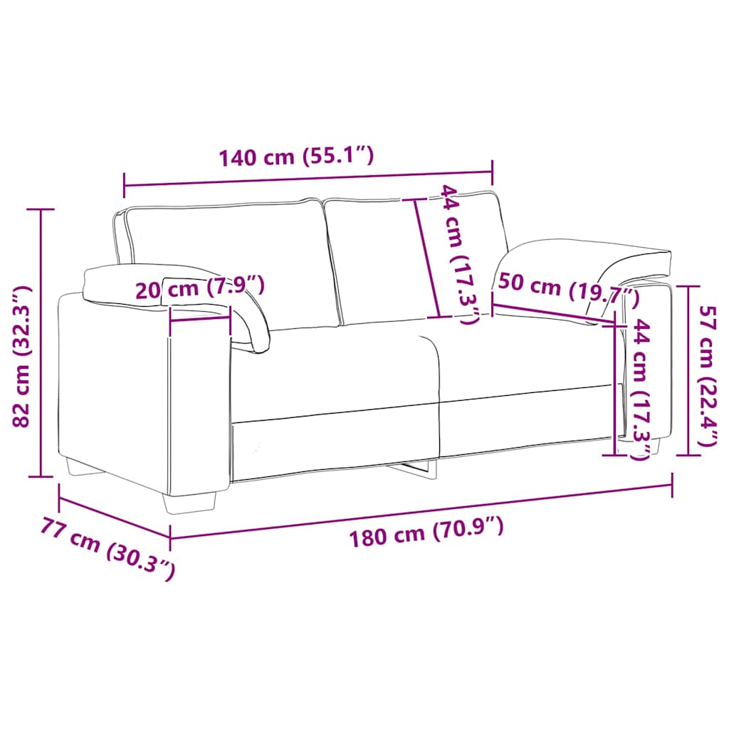 Sofa mit Kissen Creme 180 x 77 x 82 cm Stoff